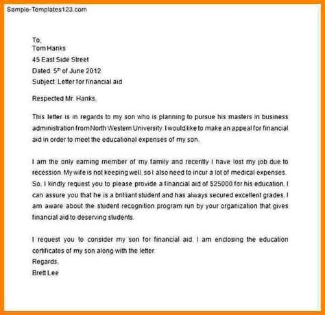 LETTER ASKING FOR FINANCIAL ASSISTANCE IN PAYING .